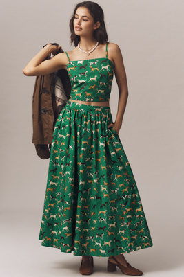 Maeve The Jacie Poplin Skirt By  In Green
