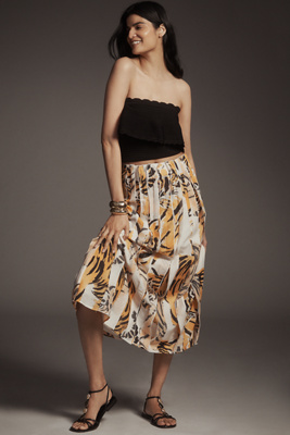 Maeve Graphic Piped Maxi Skirt In Animal Print