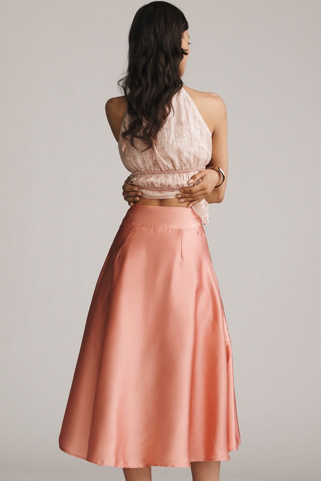 By Anthropologie Silky Tiered Midi Skirt #2