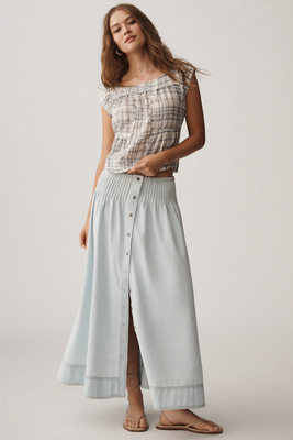 ★ rolarola★ LACE PINTUCK LONG SKIRT SKY 5008471269 LACE PINTUCK LONG SKIRT SKY - ROLAROLA | 60% - Asian Fashion