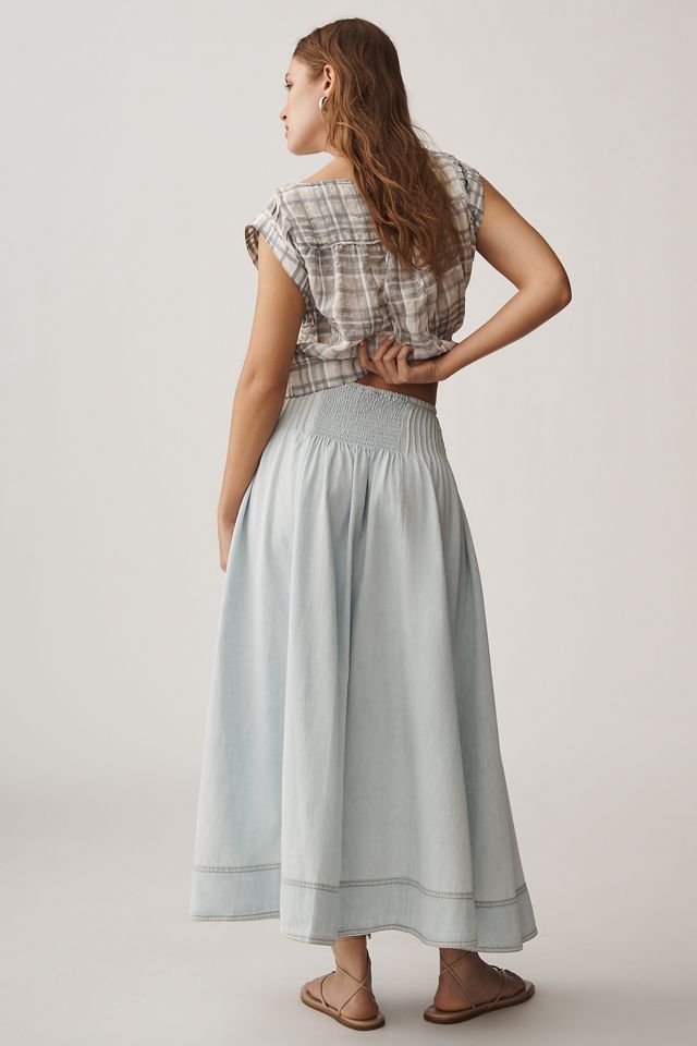 Pilcro Pintuck Basque-Waist Denim Maxi Skirt #3