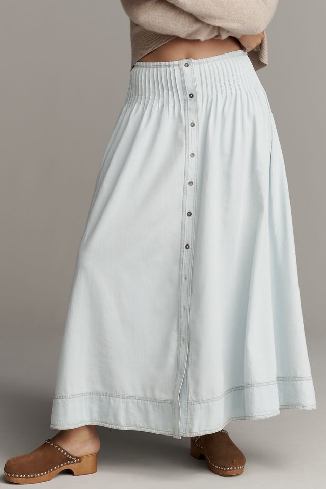 Pilcro Pintuck Basque-Waist Denim Maxi Skirt #5
