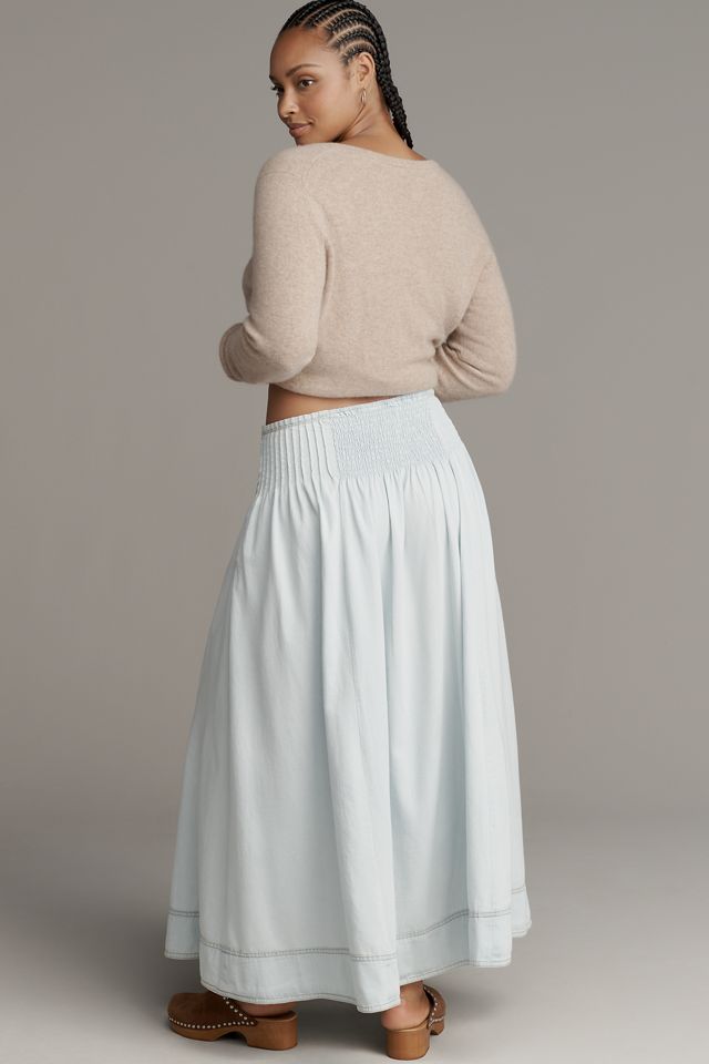 Pilcro Pintuck Basque-Waist Denim Maxi Skirt #6