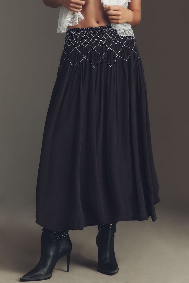 By Anthropologie Smocked Soft Midi Skirt #1