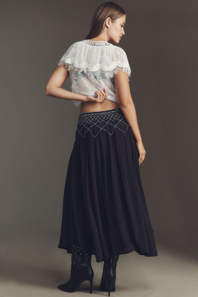 By Anthropologie Smocked Soft Midi Skirt #2