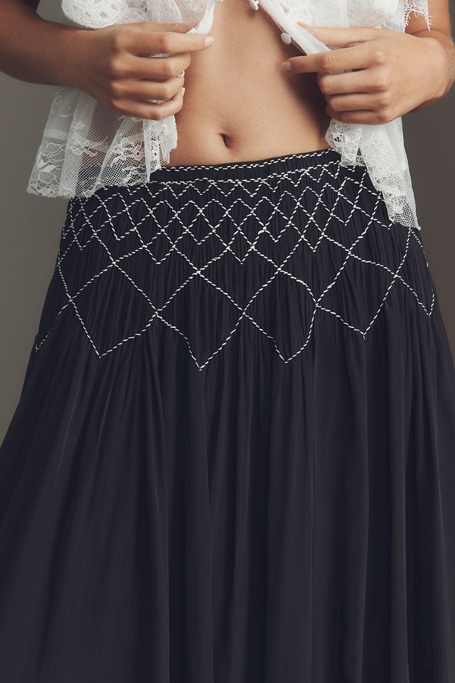 By Anthropologie Smocked Soft Midi Skirt #3