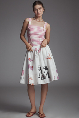 Maeve The Jacie Poplin Printed Knee-length Skirt By : Danielle Kroll Edition In Pink
