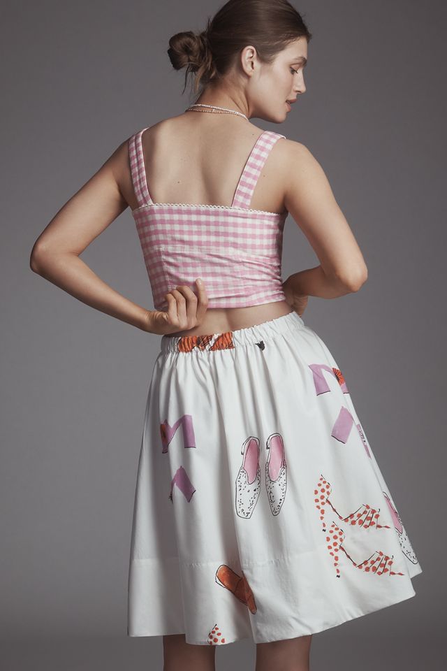 The Jacie Poplin Printed Knee-Length Skirt by Maeve: Danielle Kroll Edition