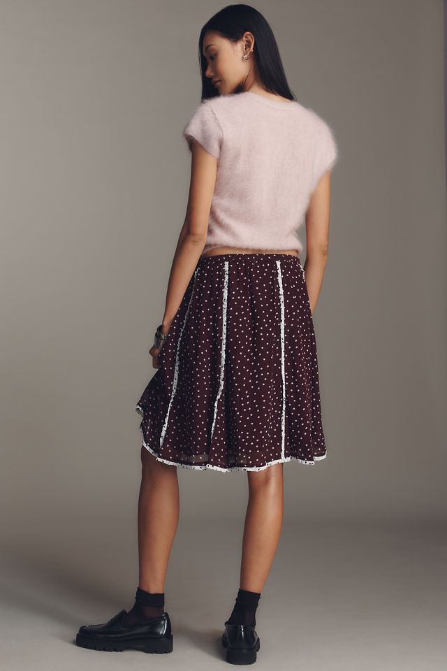 Maeve Seamed Chiffon Swing Knee-Length Skirt #2