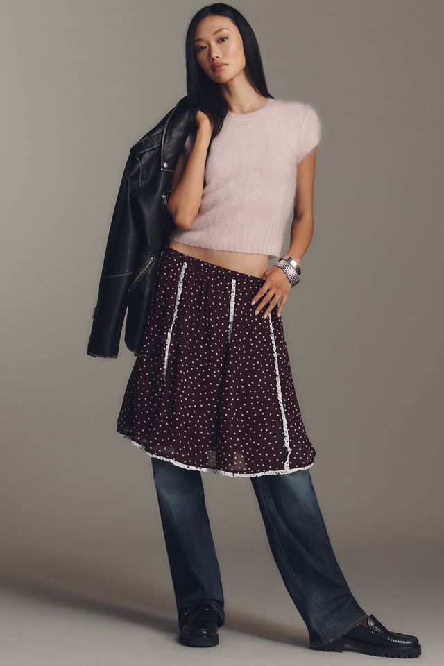 Maeve Seamed Chiffon Swing Knee-Length Skirt #3