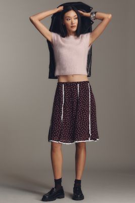 Maeve Seamed Chiffon Swing Knee-Length Skirt