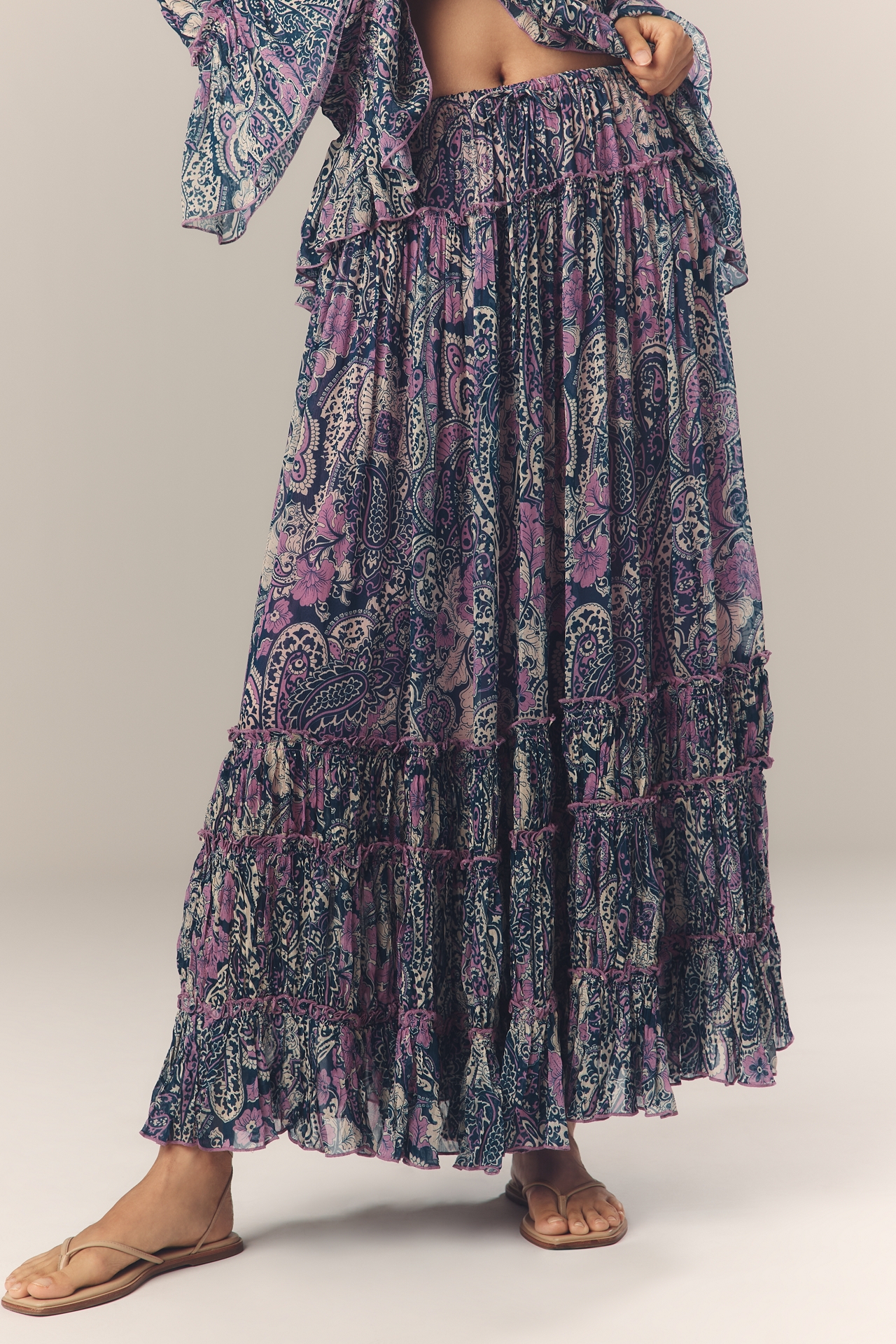 By Anthropologie Ruffled Petticoat Maxi Skirt