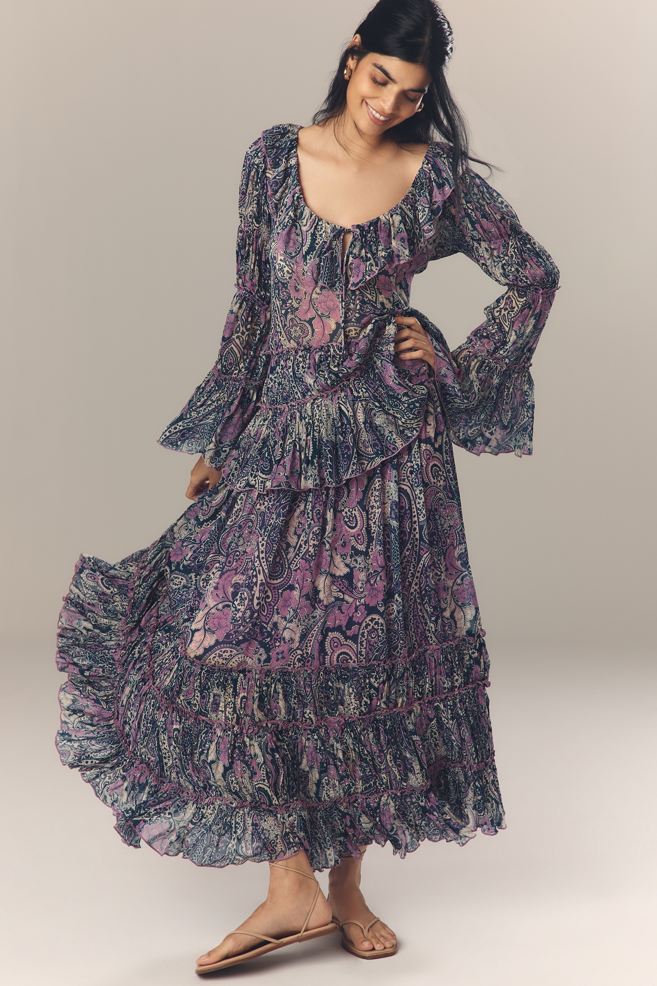 By Anthropologie Ruffled Petticoat Maxi Skirt