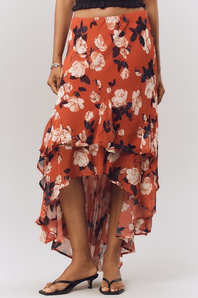 Maeve Asymmetric Ruffled High-Low Skirt #1