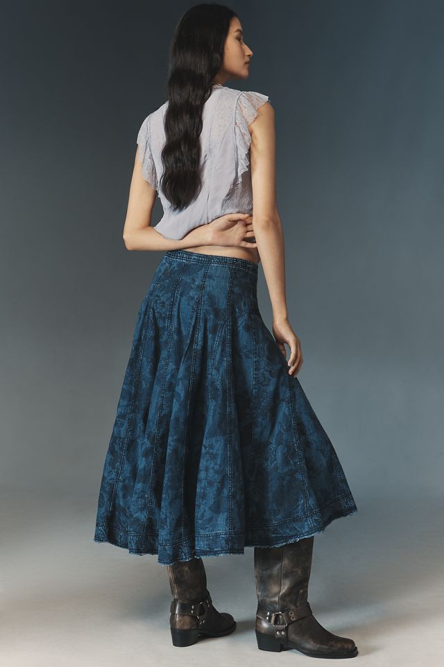Pilcro Printed Denim Petticoat Midi Skirt #2