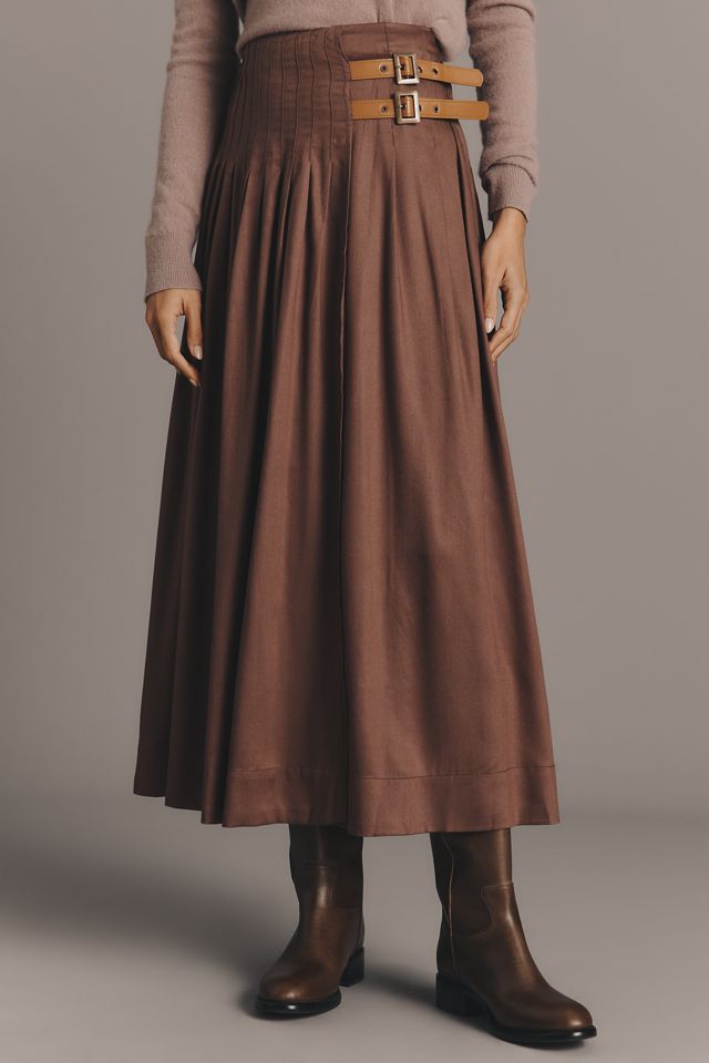 By Anthropologie Asymmetrischer plissierter Übergrößen-Maxirock #1