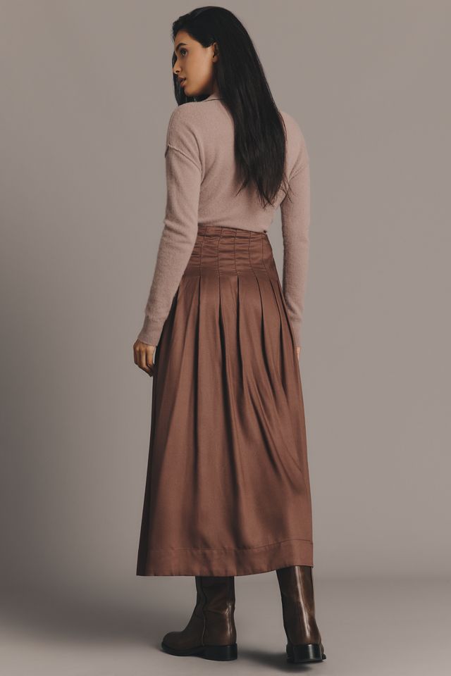 By Anthropologie Asymmetrischer plissierter Übergrößen-Maxirock #2