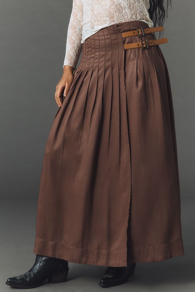 By Anthropologie Asymmetric Pleated Surplus Maxi Skirt #5