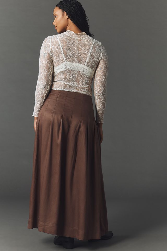 By Anthropologie Asymmetric Pleated Surplus Maxi Skirt #6