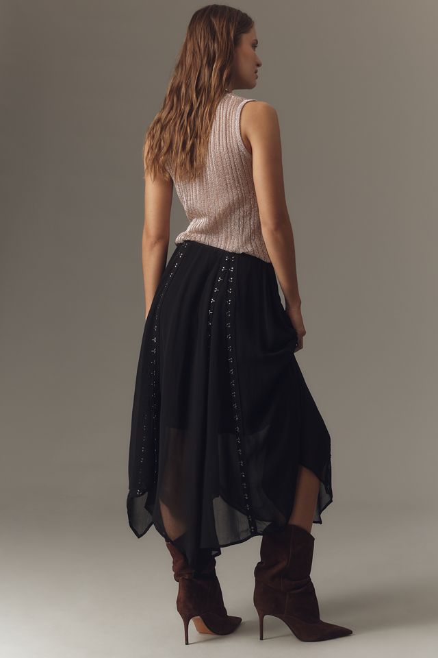 By Anthropologie Hook-and-Eye Sheer Midi Skirt #3