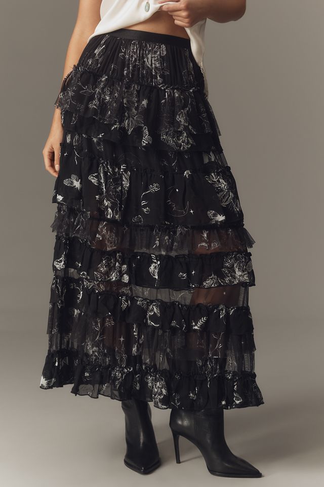 By Anthropologie Ruffled Tulle Petticoat Maxi Skirt #1