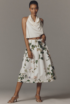 Paneled Waist Midi Skirt