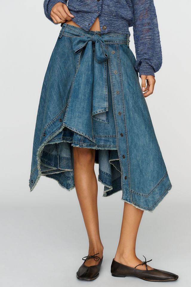 Pilcro Asymmetric Raw-Edge Tie-Waist Skirt #1
