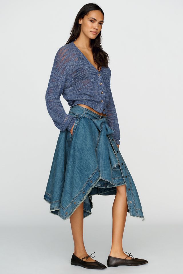 Pilcro Asymmetric Raw-Edge Tie-Waist Skirt #2