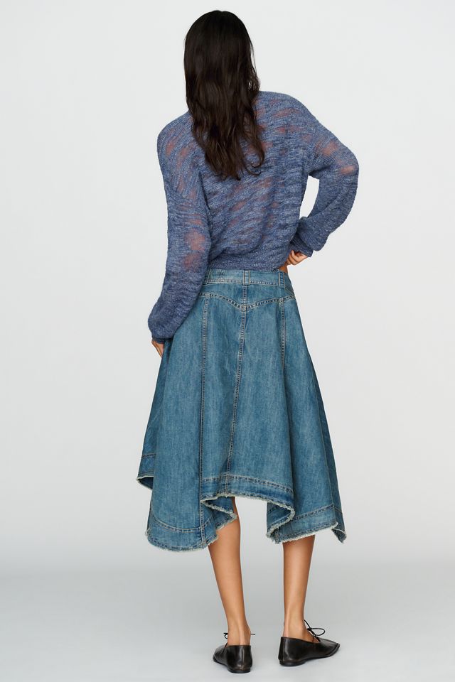 Pilcro Asymmetric Raw-Edge Tie-Waist Skirt #4