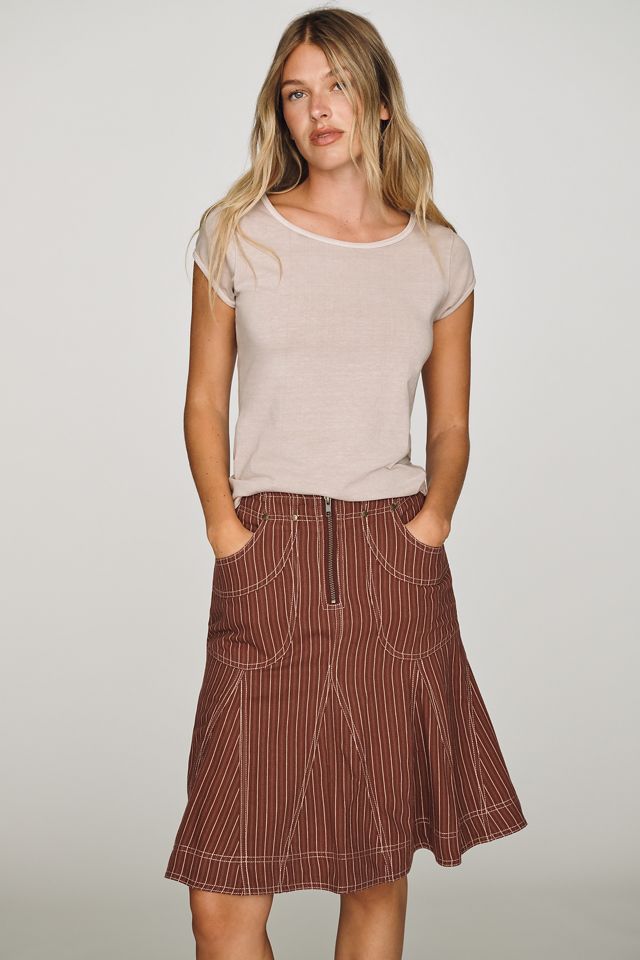 Pilcro Fluted Denim Skirt #3