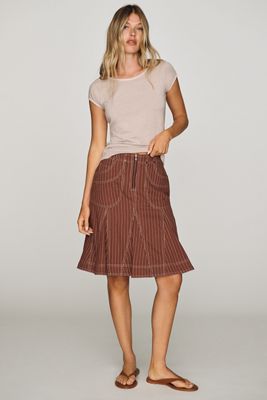 Pilcro Winona Fluted Denim Knee-Length Skirt
