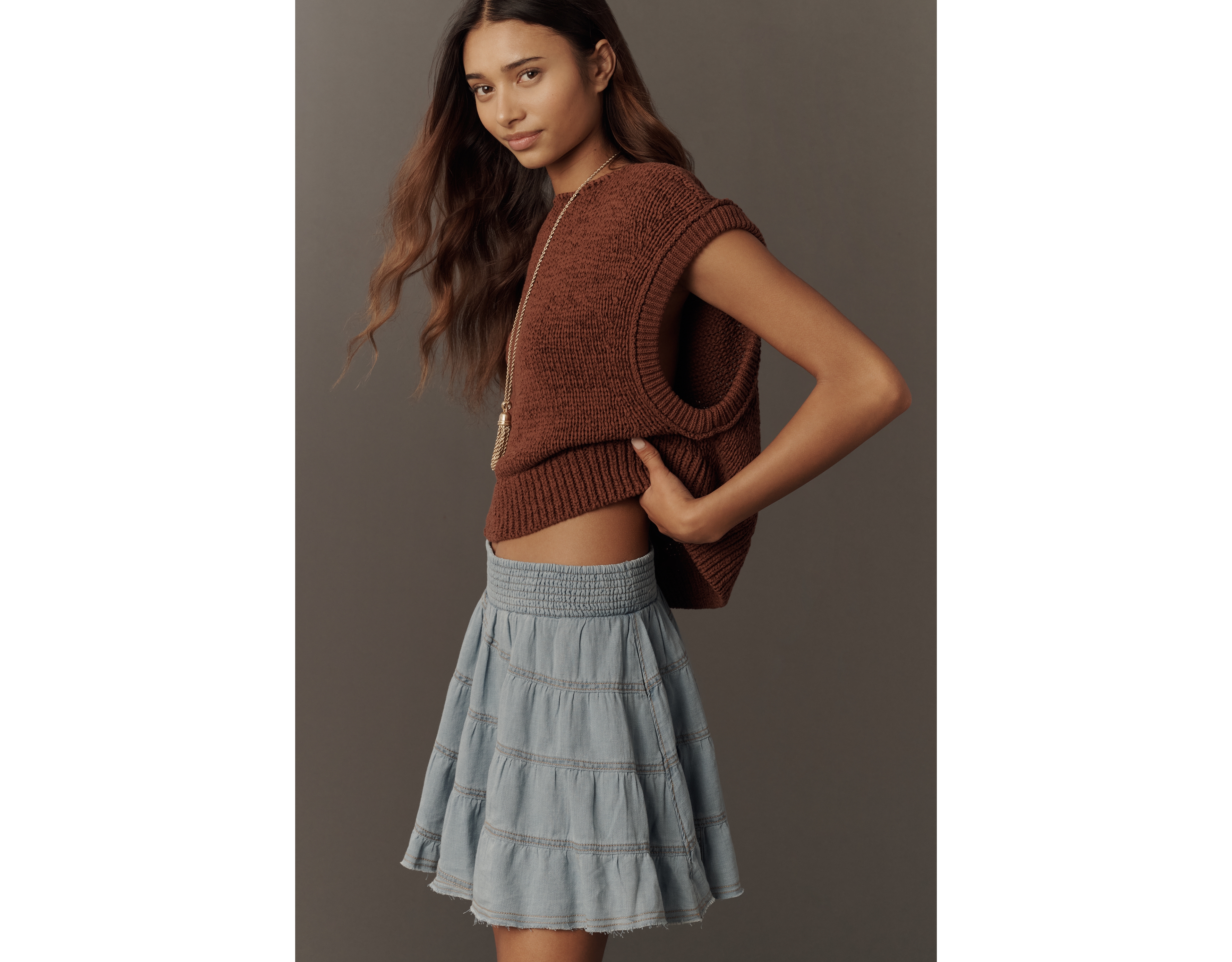 Pilcro Reese 100% Cotton Smocked Mini Skirt