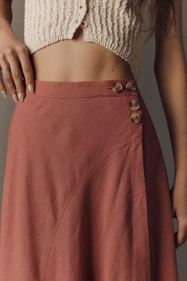By Anthropologie Olivette Linen Cotton Maxi Skirt #3