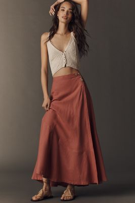 By Anthropologie Olivette Linen Cotton Maxi Skirt