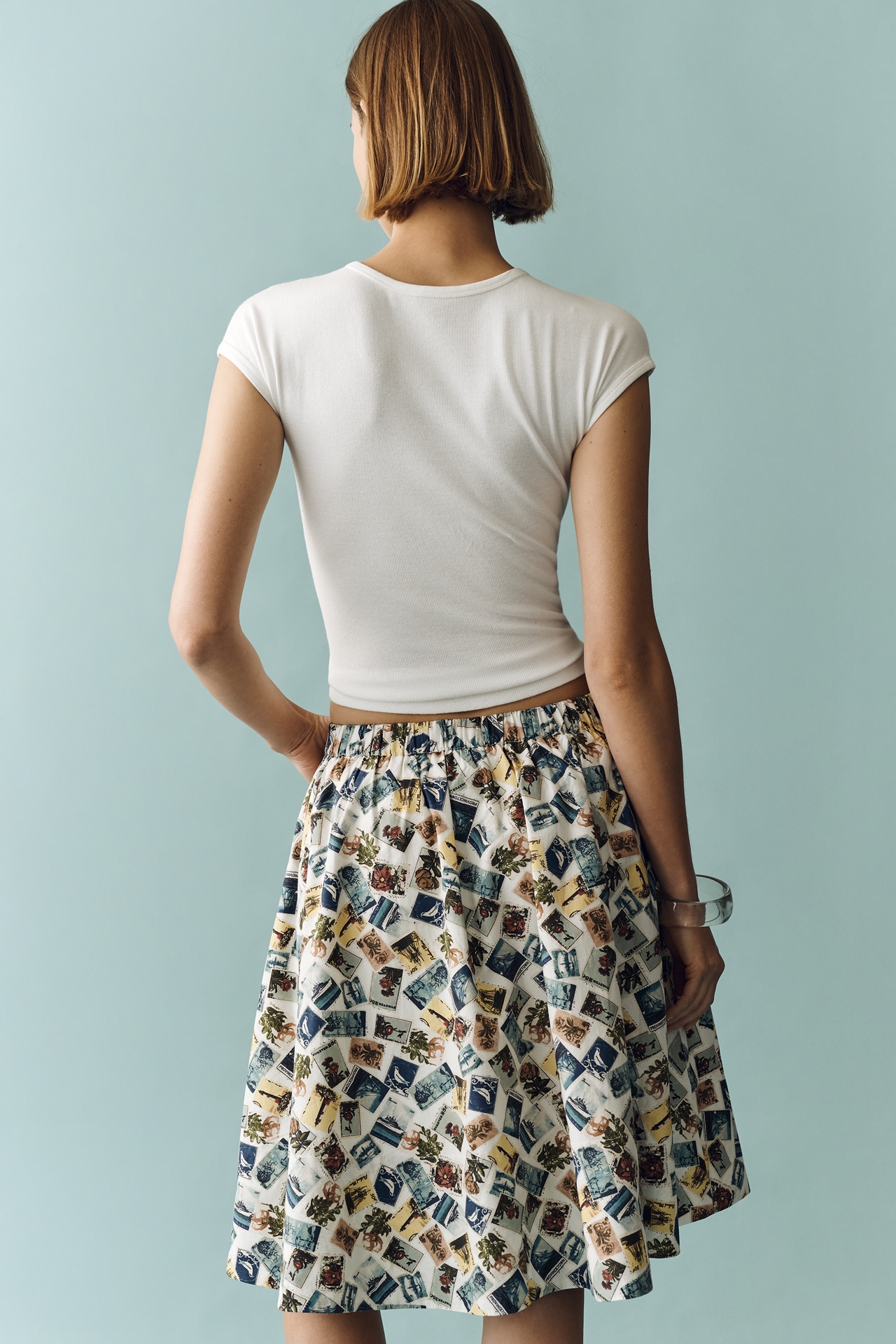 Jacie Poplin Printed Midi Skirt by Maeve
