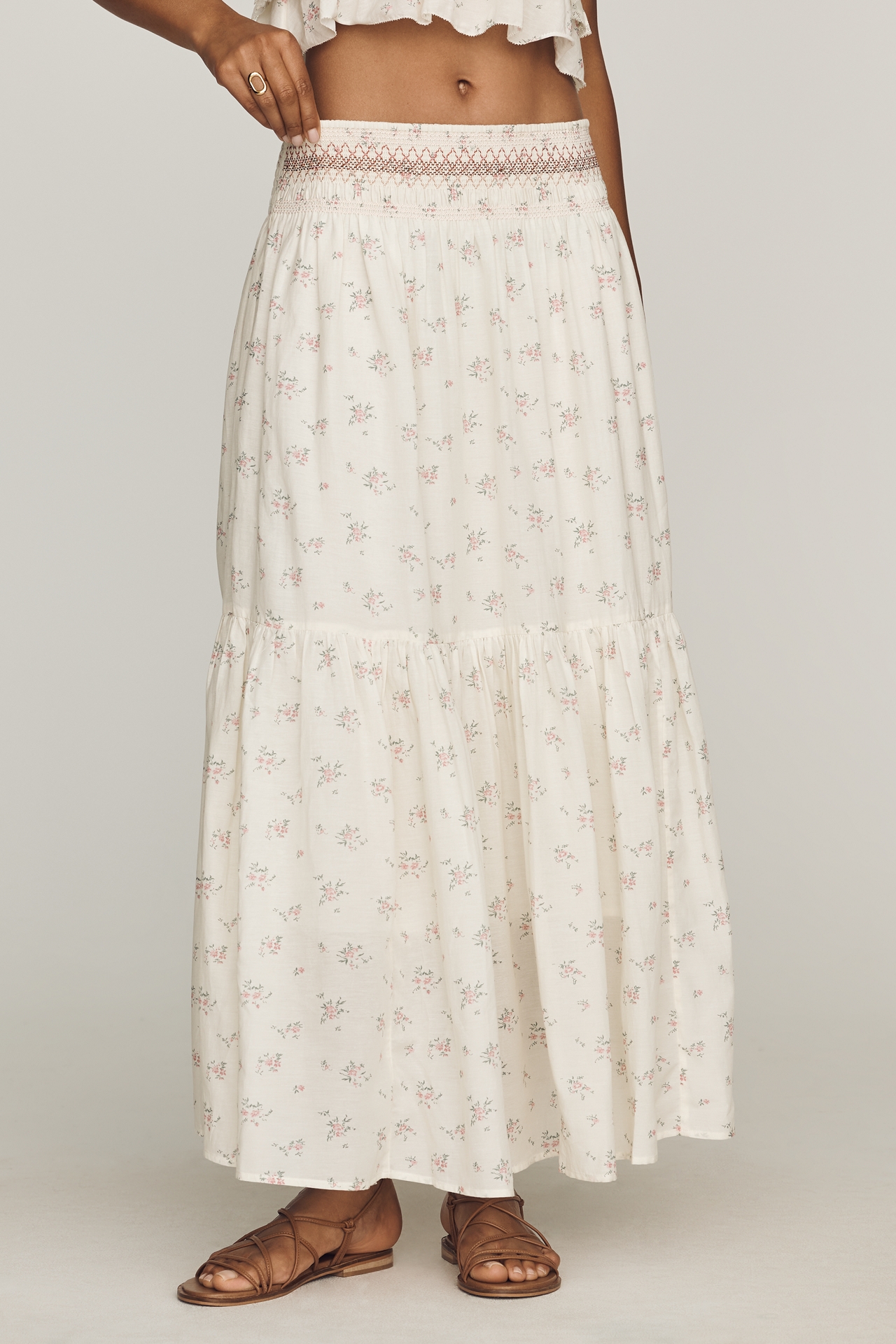 By Anthropologie Smocked Tiered Maxi Skirt