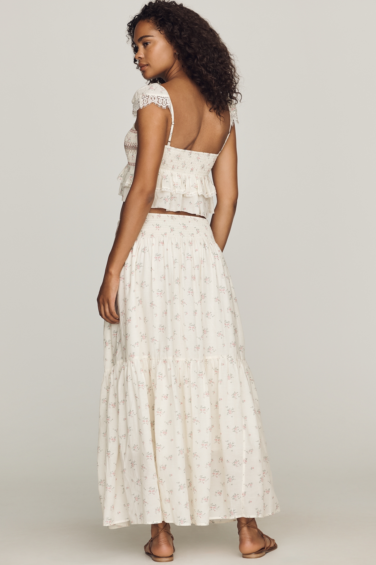 By Anthropologie Smocked Tiered Maxi Skirt