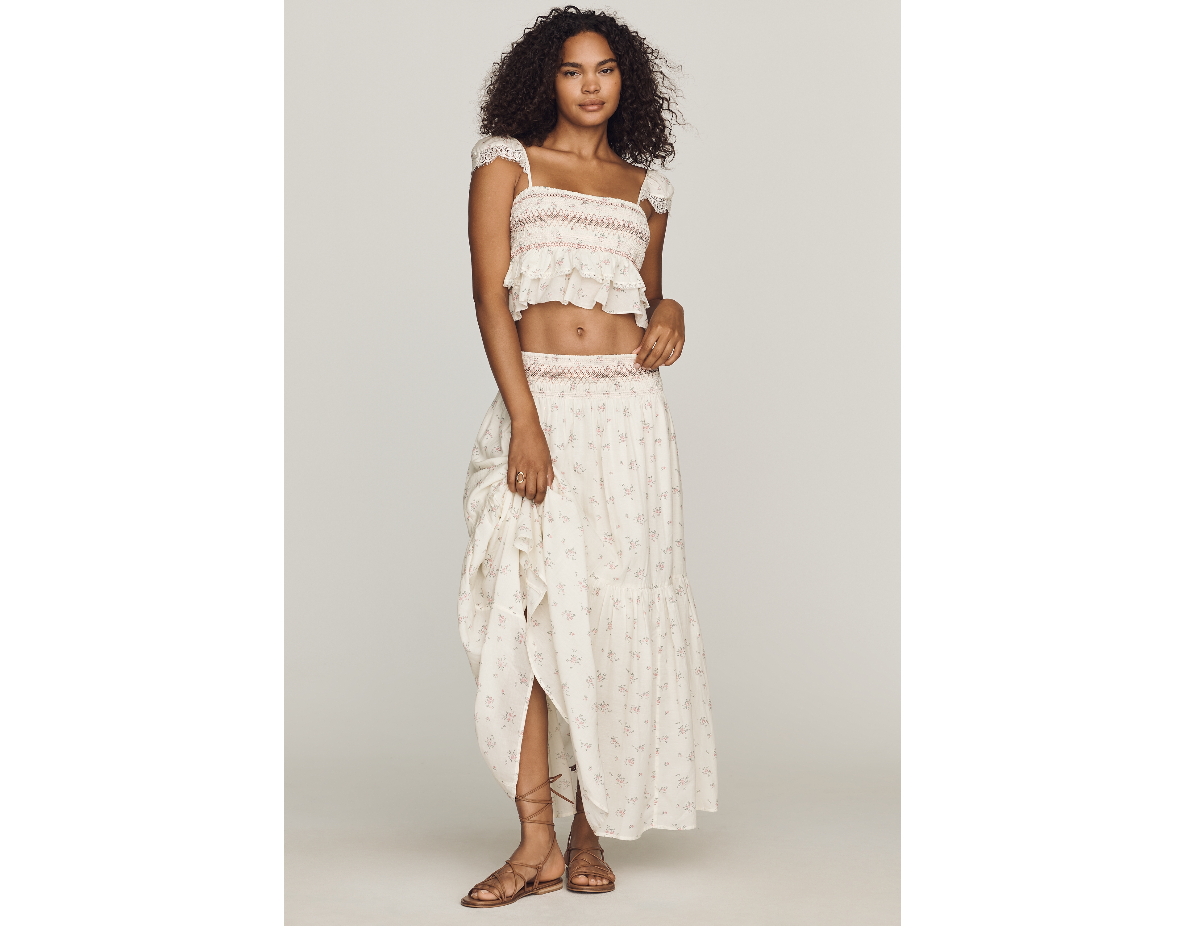 By Anthropologie Smocked Tiered Maxi Skirt