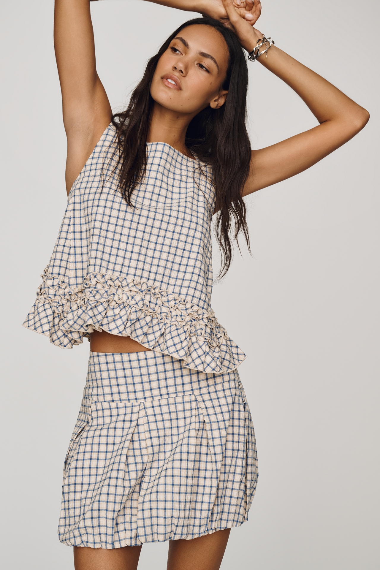Maeve Bubble-Hem Mini Skirt