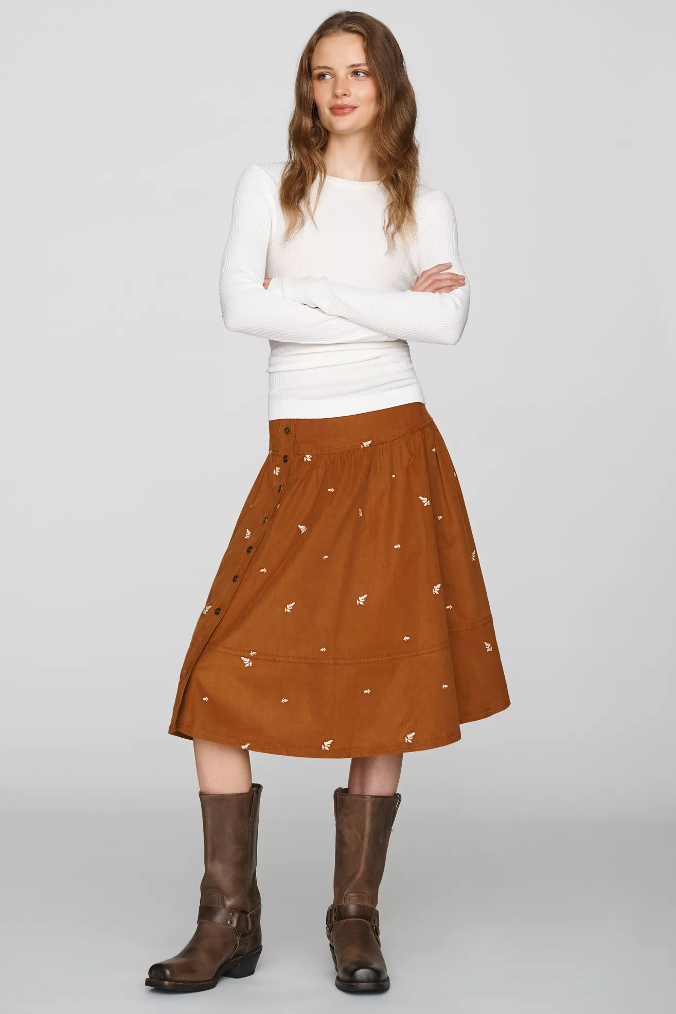 Pilcro 100% Cotton Corduroy Midi Skirt
