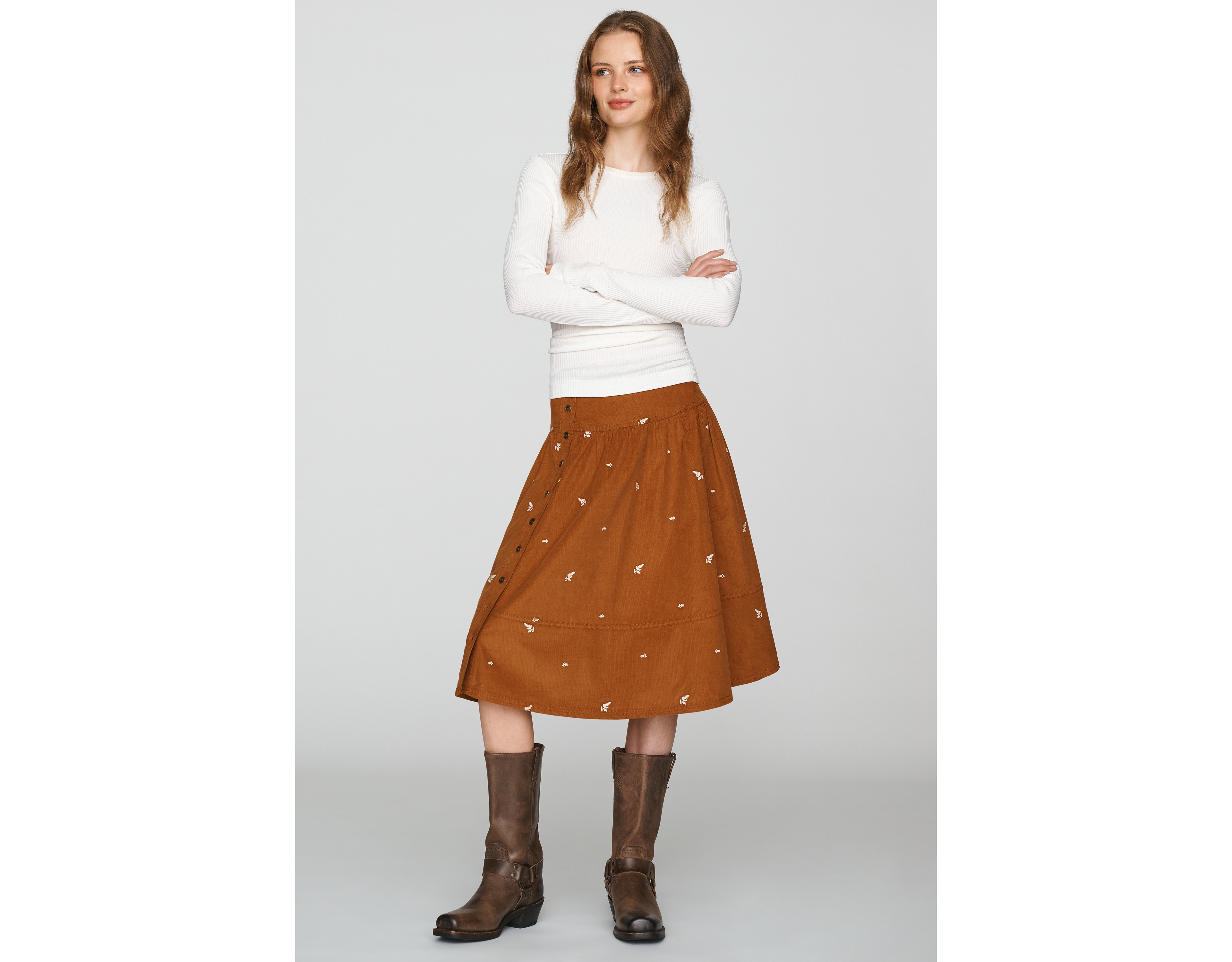 Pilcro 100% Cotton Corduroy Midi Skirt