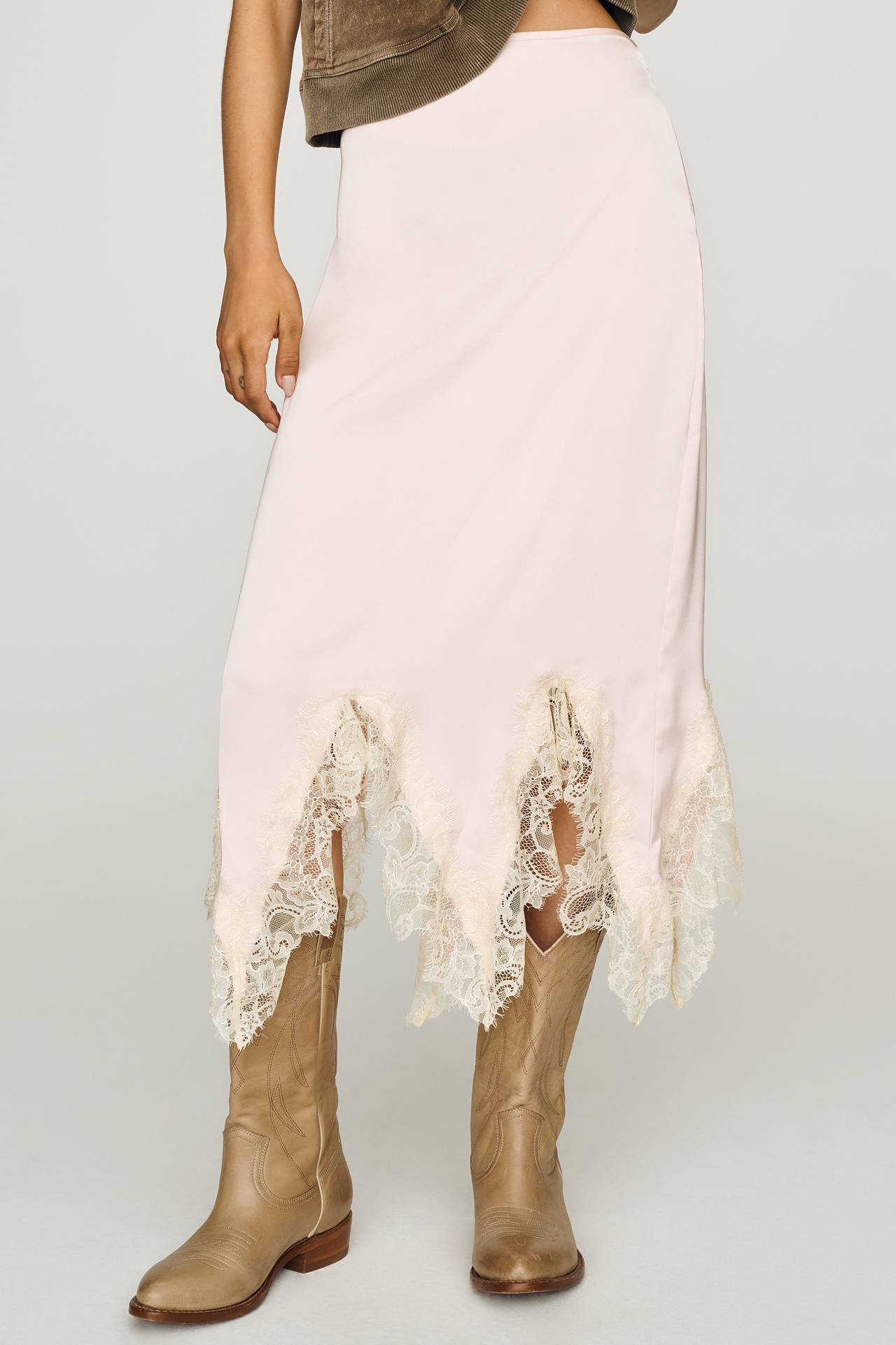RMN Lucia Satin Midi Skirt