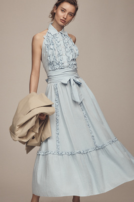 Shop Love The Label Elowen A-line Maxi Skirt In Blue