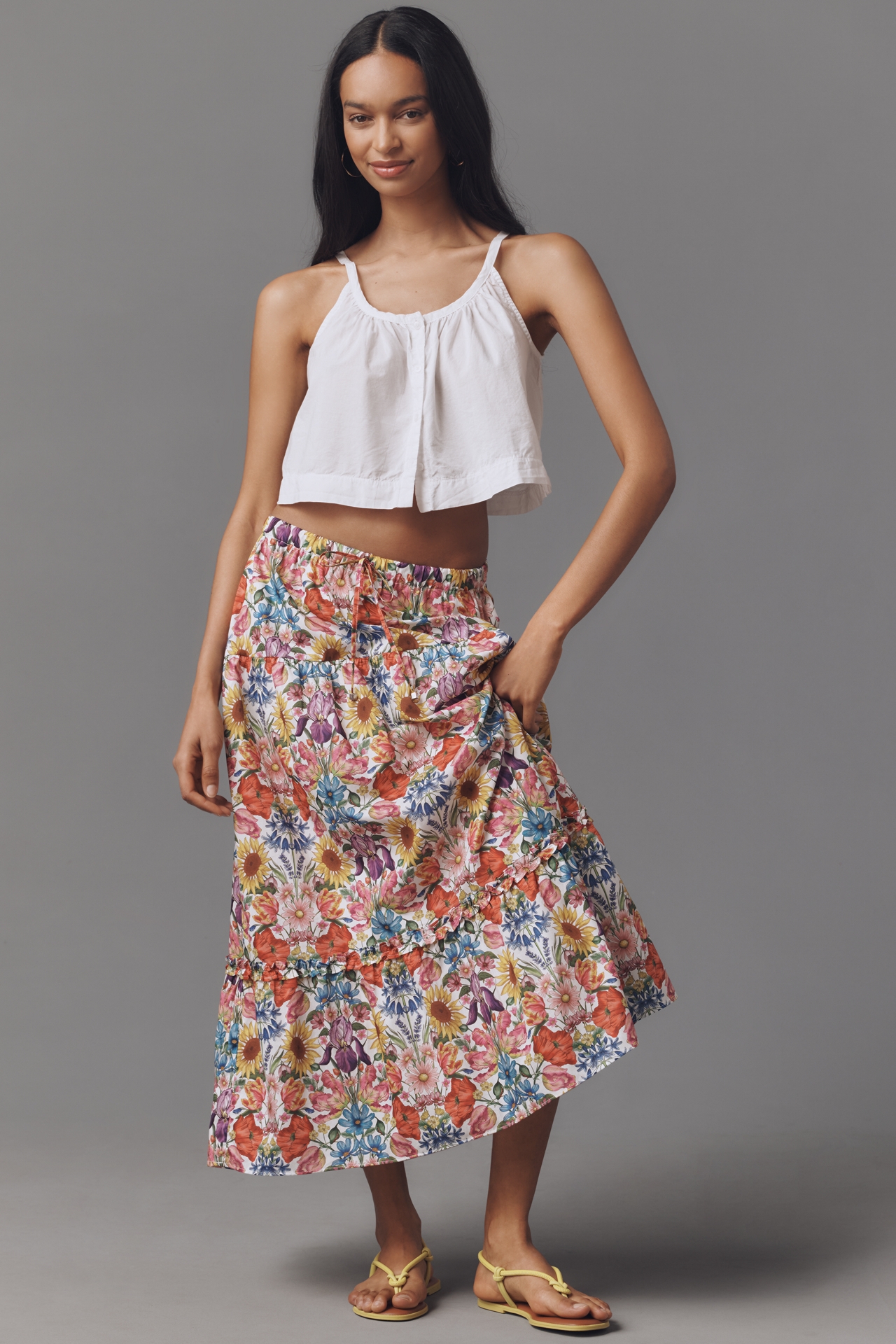 Love The Label Astrid Cotton Printed Midi Skirt