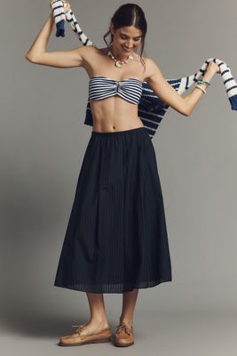 By Anthropologie Asymmetric Drop-Waist Lace Midi Skirt