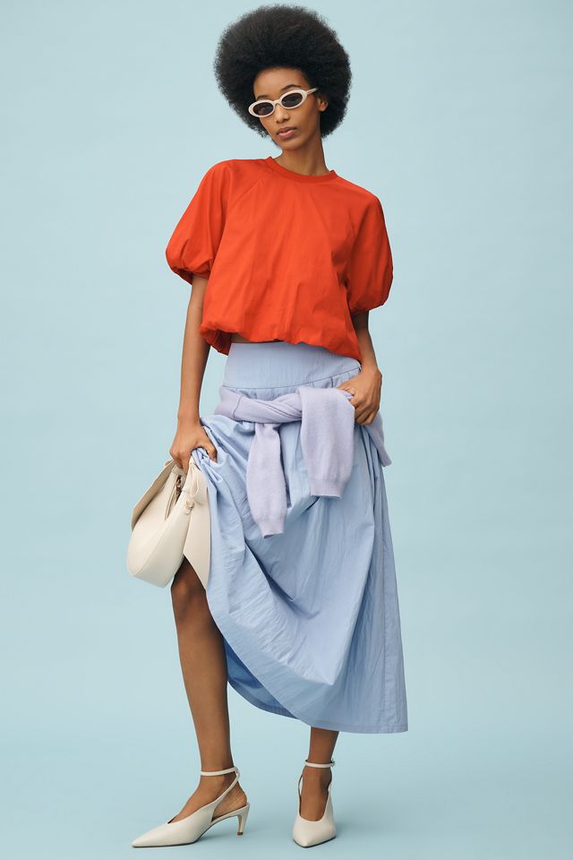 &.Layered Pleated Maxi Skirt #4