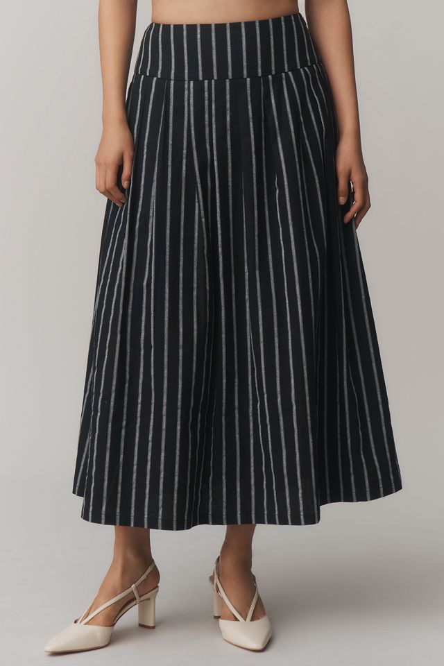 &.Layered Pinstripe A-Line Midi Skirt #1