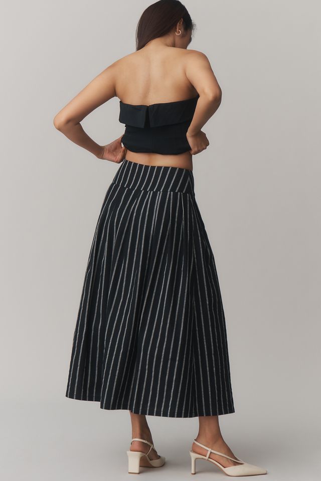 &.Layered Pinstripe A-Line Midi Skirt #2