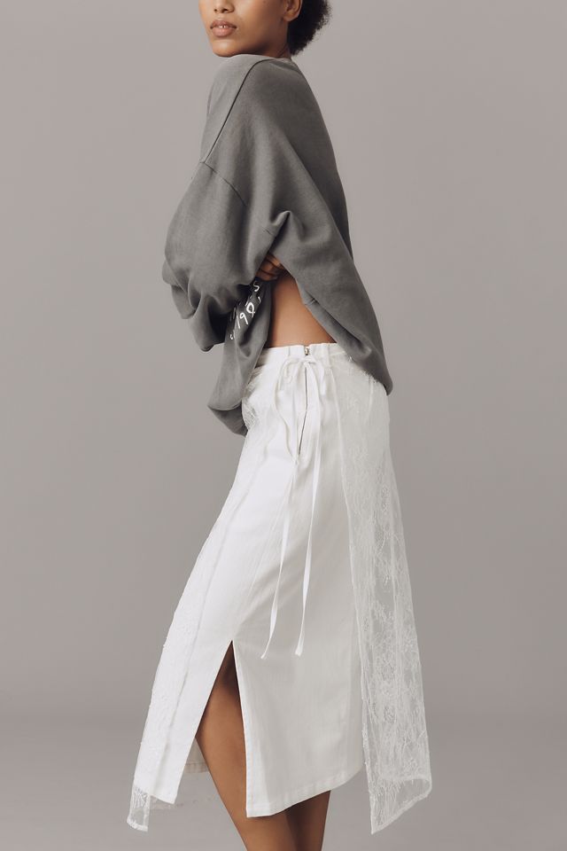 &.Layered Lace Slip Midi Skirt #2