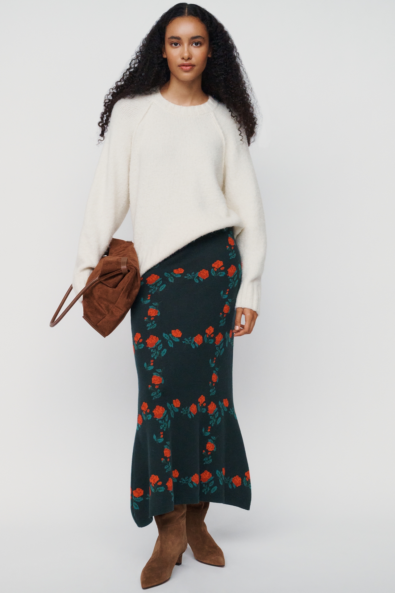 The Tiny Big Sister Roses Midi Skirt